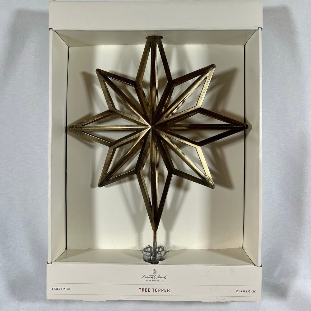 Hearth & Hand Magnolia Antique Brass Finish Star Christmas Tree Topper 13”